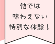 他では味わえない特別な体験！